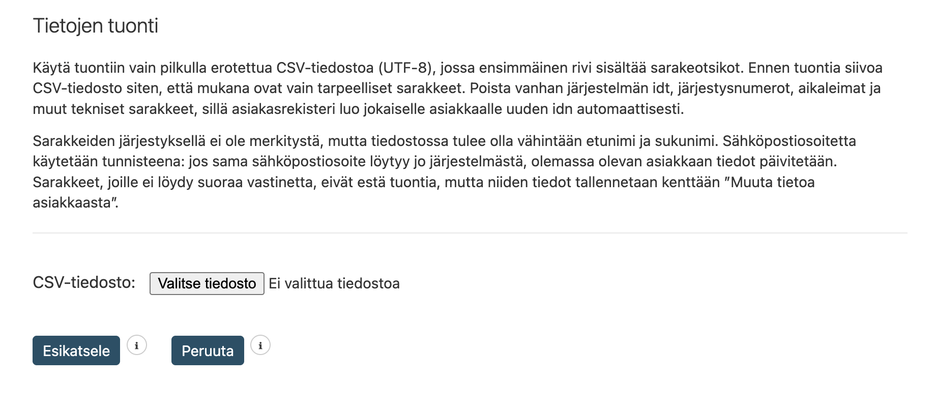 Tietojen tuonti