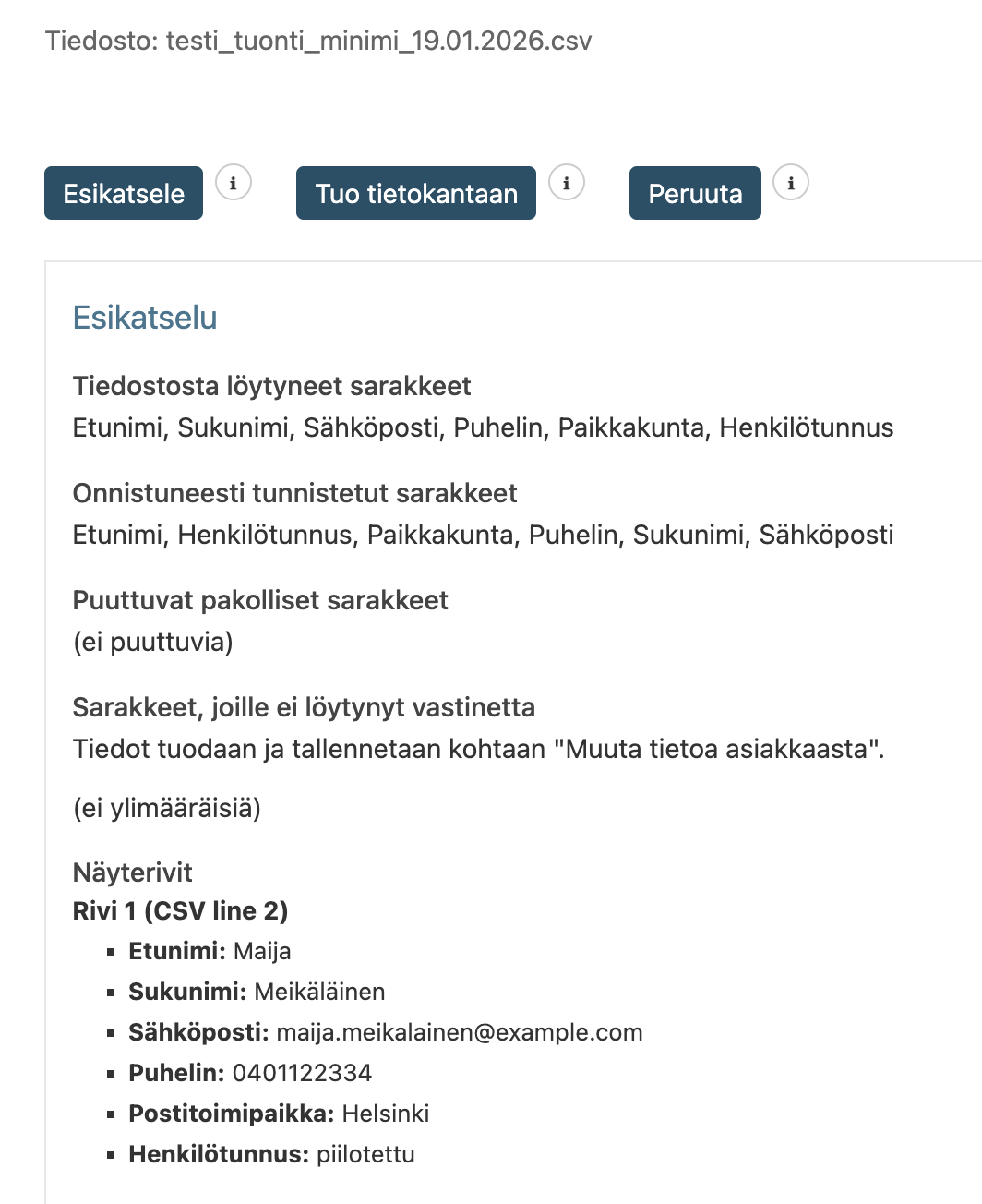 Tuonnin esikatselu